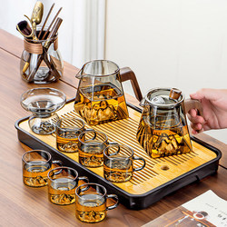 2026 New Model Yuanshan Glass Tea Set, Light Luxury High-End Household Complete Set, Lead Gray Tea Brewing Set, Kung Fu Teapot and Cups