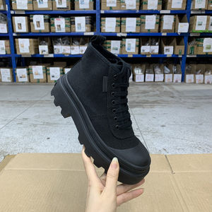 
Foreign trade original single women's shoes new fashionable round toe solid color thick sole high top lace-up casual shoes single shoes canvas shoes