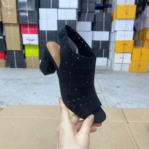 
Lady Shoes foreign trade original women's shoes fashionable round toe solid color fish mouth thick high heel hollow fashion sandals