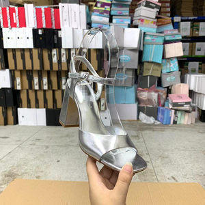 
Foreign trade original single women's shoes new square toe solid color thick high heels one-button temperament fashionable sandals fashion shoes