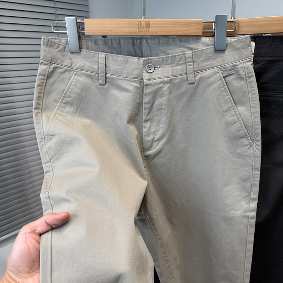 
Pure cotton casual pants for men, spring and autumn thin, middle-aged business versatile straight pants, khaki trousers, men's long pants