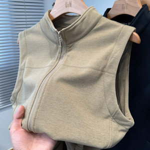 
Oly velvet plus velvet thickened vest men's autumn and winter sports and casual vest men's youth sleeveless vest stand collar