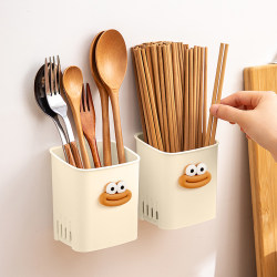 Chopstick Holder, Spoon Wall-Mounted Storage Box, Kitchen Storage Rack, Breathable Cage, Household Wall-Mounted, No-Drill, Wall-Hanging, Water-Draining