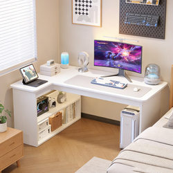 L-Shaped Corner Table Home Desktop Computer Desk Bedroom Desk Chair Bookshelf Integrated Bedside Storage Cabinet Shelf