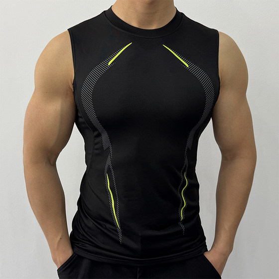 
Sports vest men's breathable high elastic quick-drying clothes, big tight sleeveless sweat-absorbing running training suit fitness waistcoat