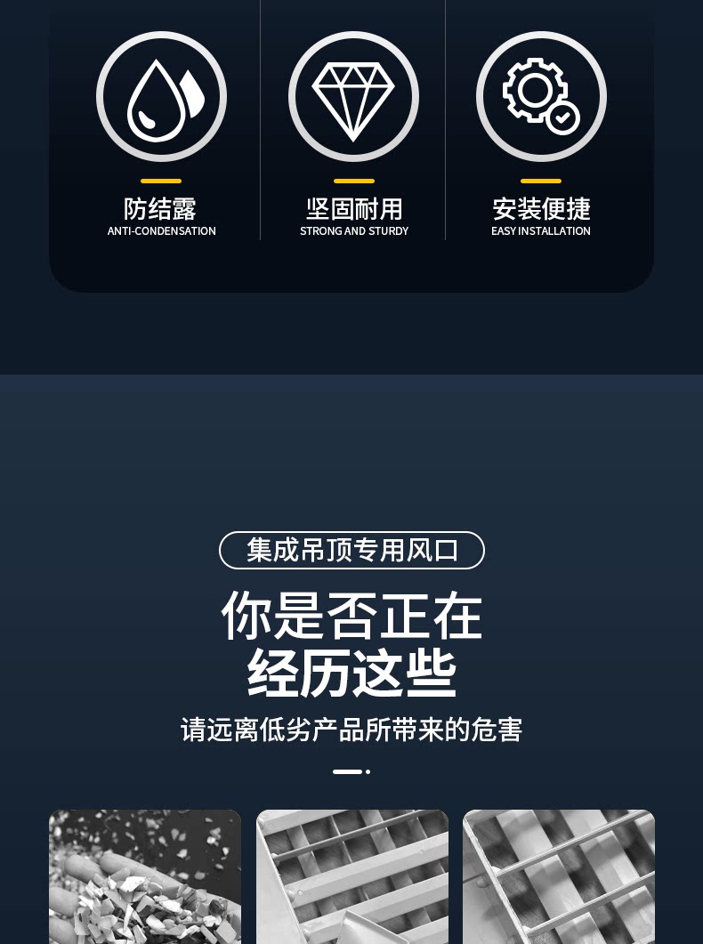 ABS双层可调百叶出风口595/600/603 矿棉板/石膏板进排风口