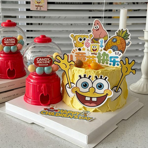 
Children's Day Spongebob Candy Gacha Machine Cake Decoration Star 61 Holiday Card Dessert Dressing