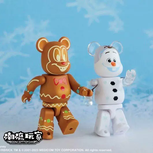 现货Bearbrick 100% GINGERBREAD MICKEY 米奇OLAF 雪宝一对-Taobao