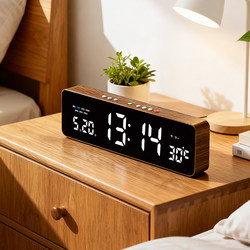Wifi Connected Automatic Time Synchronization Digital Electronic Clock Desktop Ornament Led Display Time Temperature Wood Color Alarm Clock