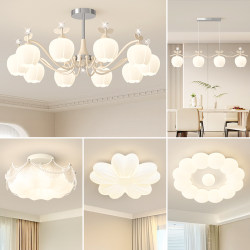 Living Room Chandelier, Simple Cream Style, 2025 Designer New Lighting Fixtures, High-End Feel, Whole House Package Combination Lighting Fixtures