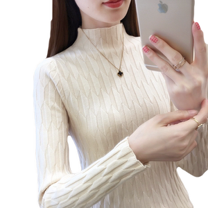 
Bottoming shirt for women 2024 autumn and winter new style half turtleneck slim fit inner style sweater versatile long-sleeved women's sweater