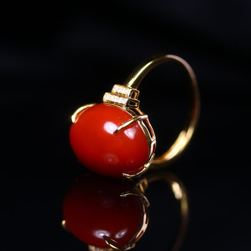 South red agate natural ring egg surface ring jade ring women