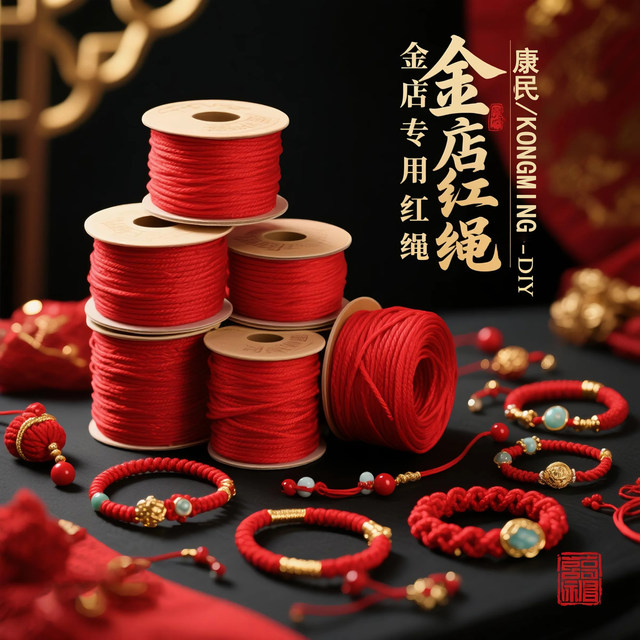 Red rope braided rope hand braided thread hand DIY rope braided thread red braided thread red rope jade thread braided thread braided thread rope
