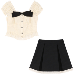 
[Clearance price] Sweet and cool puff sleeve shirt skirt two-piece summer new fashion suit