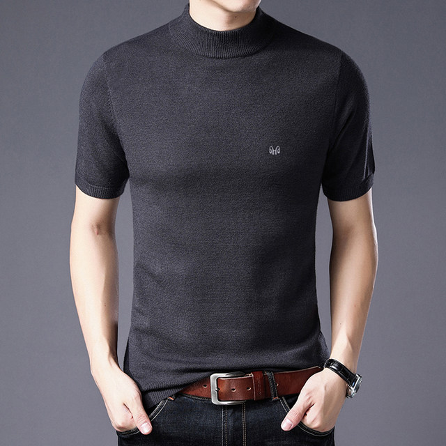 Hengyuanxiang sweater men's round neck half-high collar thickened warm ...