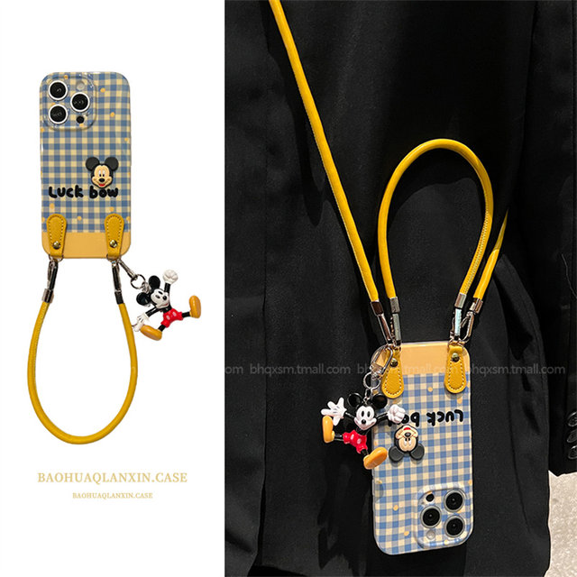 Crossbody strap lanyard suitable for Apple 16promax mobile phone case iPhone 15promax cute women cartoon 17pro new style 13 hand rope 12 anti-fall 14promax vacation style 11