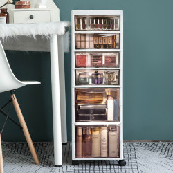 Cosmetics Storage Cabinet, Mobile Trolley under the Table, Storage Shelf, Dressing Table, Skincare Box, Drawer-Type Integrated Floor-Standing Unit