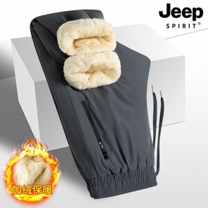 
Jeep plus velvet thickened sweatpants for men's winter warm new loose lamb velvet cotton pants super thick casual pants