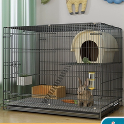 Extra-Large Rabbit Cage for Home Use, Indoor, Foldable, Double-Layered Space with Toilet, Automatic Waste Cleaning, Encrypted Cage