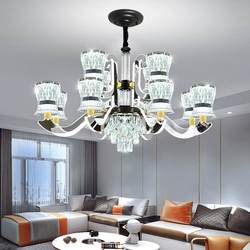 Gu Jia Lamp Arm with Luminous Crystal Living Room Chandelier, Modern Light Luxury Hall Main Light, Grand High-End Lighting Fixtures, Whole House Package