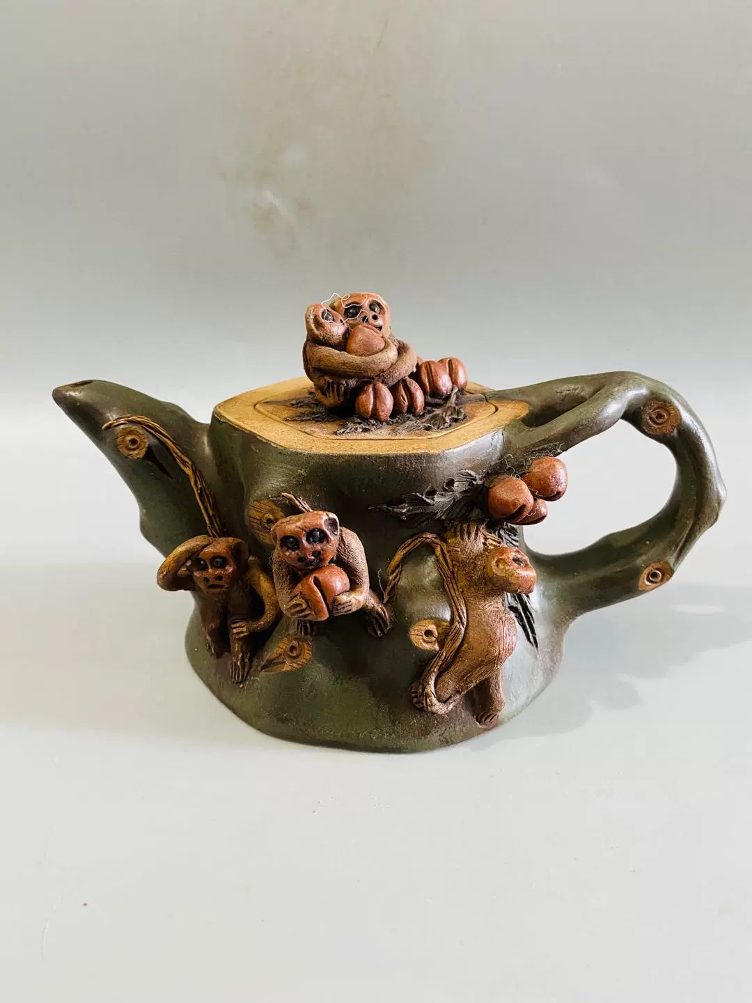 中国宜興猴段泥壺 中国宜興猴段泥壺 聽壺】中國宜興紫砂壺早期60年代時期