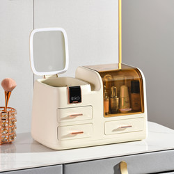 Cosmetic Storage Box, Desktop High-End Style, 2025 New Model, Large Capacity Dressing Table Skincare Product Organizer with Mirror