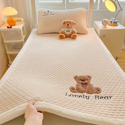 Thickened Warm Milk Velvet Mattress for Student Dormitory Single Bed, Home Mattress, Soft Pad, Non-Slip Base