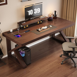 Pure Solid Wood Computer Desk for Home Use, Large Office Desk, Bedroom Gaming Desk, Simple Desktop Double Workstation, Writing Desk