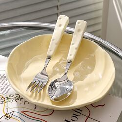 【On Sale】Cute Appearance ins Cheese Spoons and Forks Portable Tableware for Students and Children Creative Design