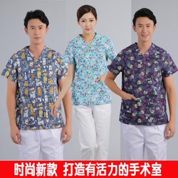 Pet doctor hand wash clothes printed v-neck overalls
