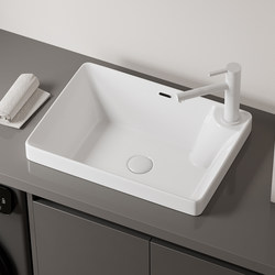 Ceramic Countertop Basin Semi-Embedded Washbasin Deepened Bathroom Washbasin Square Balcony Single Basin