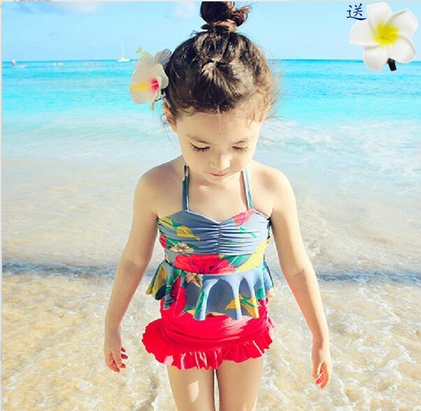 Korean version of children's swimsuit girl swimwear bikini split skirt children's little girl princess baby
