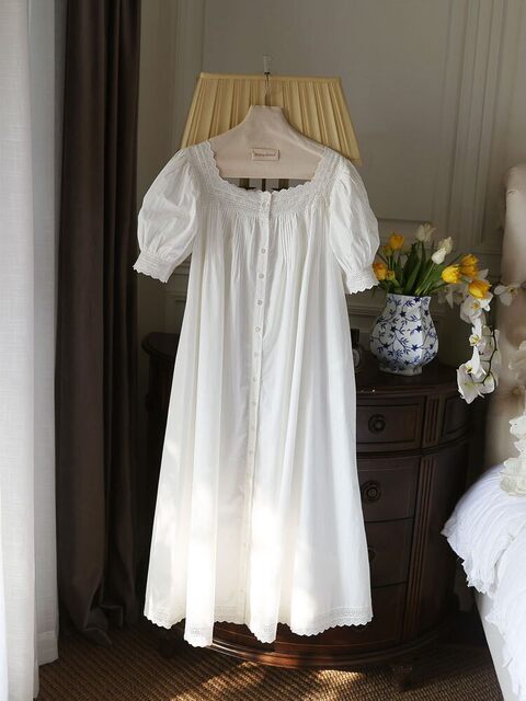 French-Style Pure Cotton 2pcs Night Gown