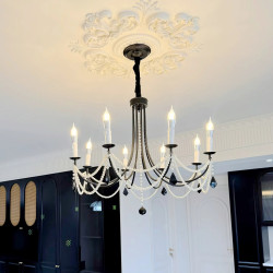 French-Style Living Room Chandelier Main Light, Vintage Mid-Century Pearl Dining Room Bedroom Light, American-Style High-End Candle Crystal Light