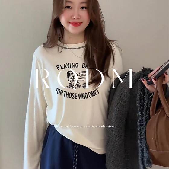 
Plus size women's clothing 2026 spring and autumn new fat MM pullover print loose and slim round neck right shoulder long-sleeved T-shirt top