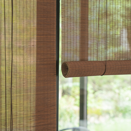 Cortina Bambú Manual Estor Enrollable De Bambú Natural - Personalizable, Efecto Blackout, Para Ventanas Hasta 150x150 Cm Cortinas Exterior