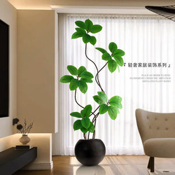 Rubber Tree Artificial Green Plant Large Floor-Standing Decoration for Living Room High-End Ornament Indoor Fake Plant Potted Plant Next to Sofa