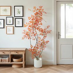High-End Artificial Green Plant, Nandina Bamboo Decoration, Light Luxury Indoor Living Room Large Potted Plant, Floor-Standing Ornament, High-End Artificial Flower