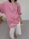 European Station 2025 Summer Design Sensory Letter Iron Tower Pattern Printed Loose Large Pink T -shirts
