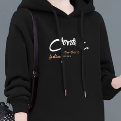 Fleece-Lined/Non-Fleece-Lined Hooded Sweatshirt for Women, New Trendy Autumn and Winter Loose Fit Slimming Long-Sleeve Warm Top Jacket for Women
