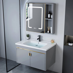 Italian Minimalist Bathroom Cabinet Set with Ceramic Washbasin and Toilet Set