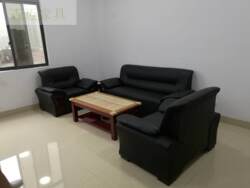 Nanning Office Sofa and Coffee Table Set, Three-Seater, Modern Minimalist Reception Small Meeting Office Leather Sofa