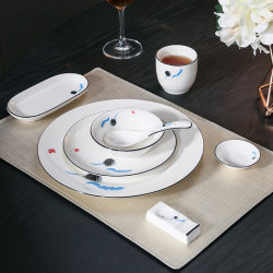 Four-piece hotel tableware set, hotel dishes and bowls, restaurant commercial Chinese dishes, Chinese style customization