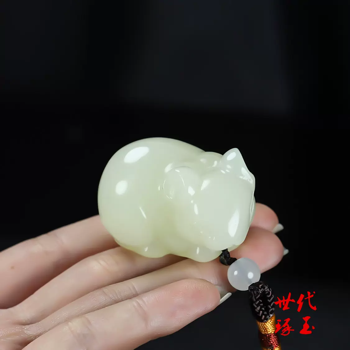 和田玉生肖鼠玉吊坠新疆白玉招财鼠把件挂件男女十二生肖老鼠玉坠