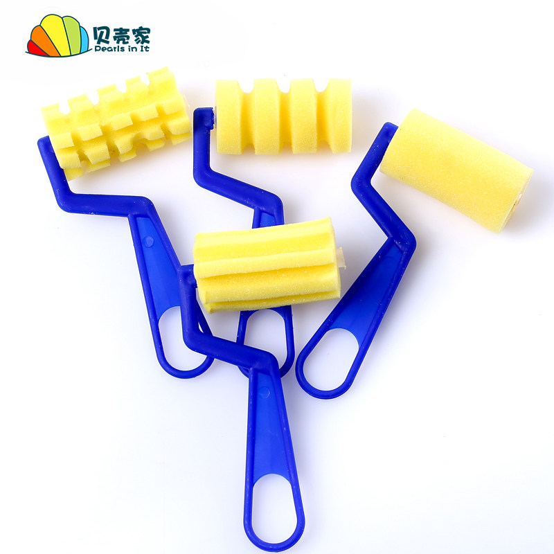 Sponge Paitning Shell Shell Home Sponge Painting Set - 4pc Roller Brush for Kids