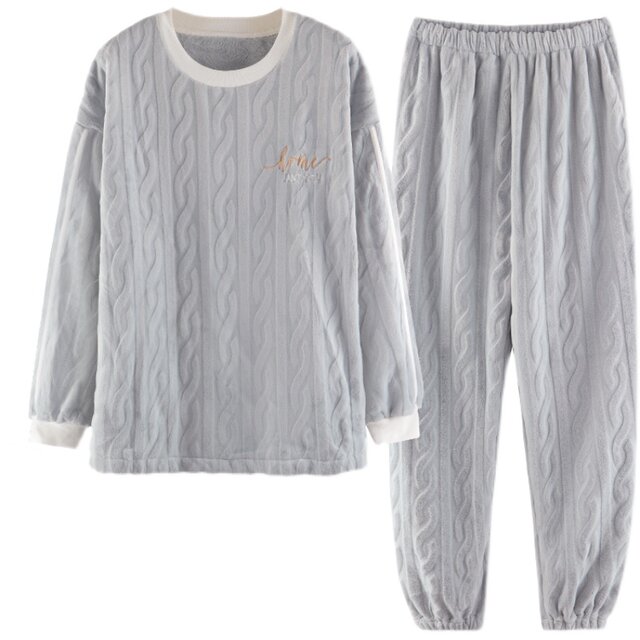 Coral Velvet Pajamas – Thick Warm Nylon Sleepwear with Trousers