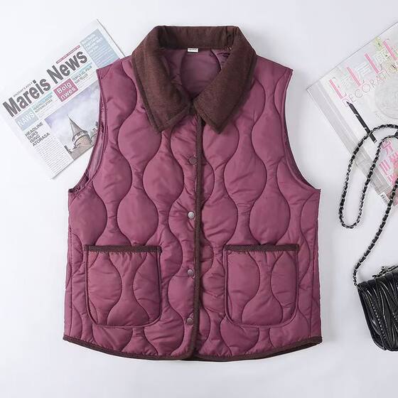
Casual outer wear quilted vest jacket for women winter lining warm sleeveless waistcoat lapel mother new Chinese style vest