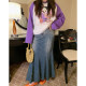 Dazi gold large diamond diamond denim skirt women's 2025 new spring high waist large size fat mm fish tail skirt long skirt