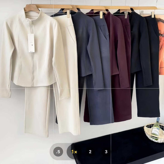 
Sangpo Yunduo stand collar suit soft cashmere protein 2025 autumn and winter new style women's outer wear slim sports two-piece set