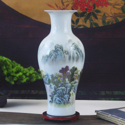 Jingdezhen Ceramic Vase Ornaments, Rich Bamboo Flower Arrangement, Landscape Porcelain Vase, Living Room Home Decorations, Entrance Hall Ornaments